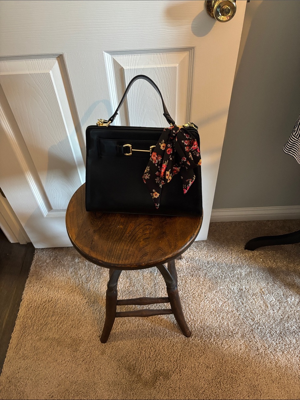 Like New Steve Madden Black Satchel with Gold Hardware